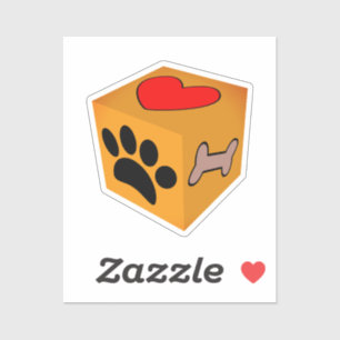 Sticker Cartoon Chien Paw Coeur Et Os