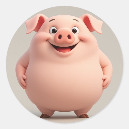 Sticker Cartoon Cochon Rire (Devant)