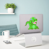Sticker Cartoon crocodile vert-64836 (Ordinateur portable sur le bureau)