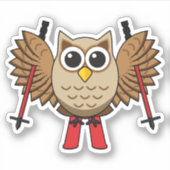 Sticker Cartoon de ski de Chouette (Devant)