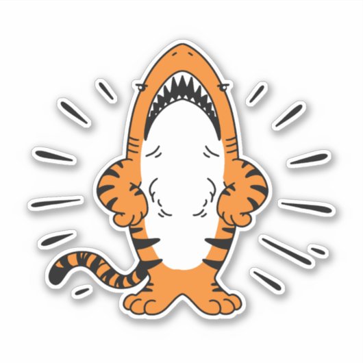 STICKER CARTOON DE TIGRE DE SHARK HYBRIDE CUTE (Devant)