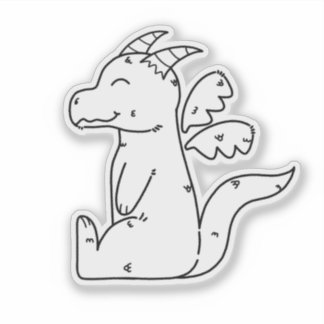 Sticker Cartoon Dragon Line Art à deux dimensions