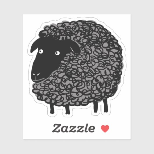 Sticker Cartoon en mouton noir laineux (Feuille)
