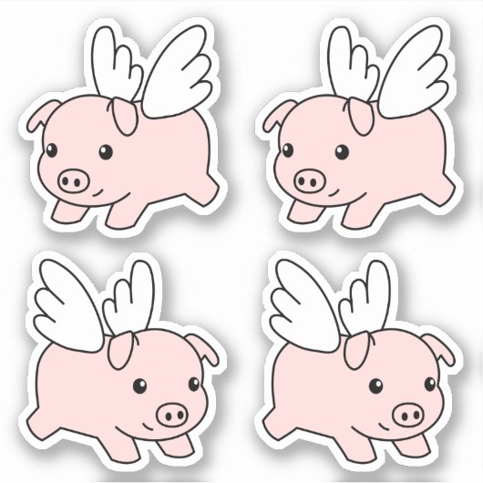 Sticker Cartoon Flying Pig - Jolies ailes de Piglet, Ensem (Devant)