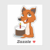 Sticker Cartoon fox avec gâteau d'anniversaire - vinyle st (Feuille)