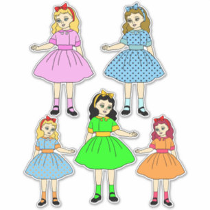 Sticker Cartoon Girls Children Dolls Dresses Toys Art