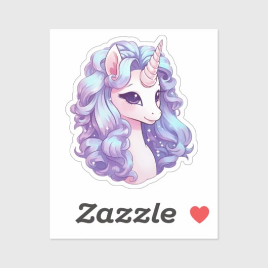 Sticker Cartoon licorne (Feuille)