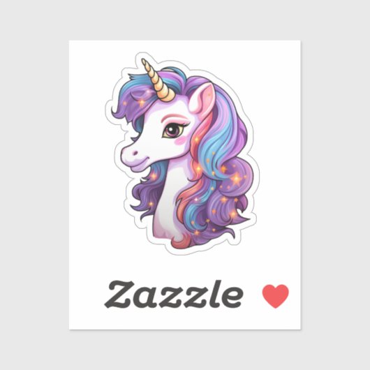 Sticker Cartoon licorne (Feuille)