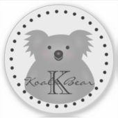 Sticker Cartoon mignon Australie Koala Oear Monogramme Rou (Devant)