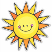 Sticker Cartoon mignon Joyeux soleil d'été souriant (Devant)