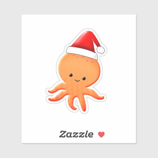 Sticker Cartoon mignonne Bébé Octopus Santas (Feuille)