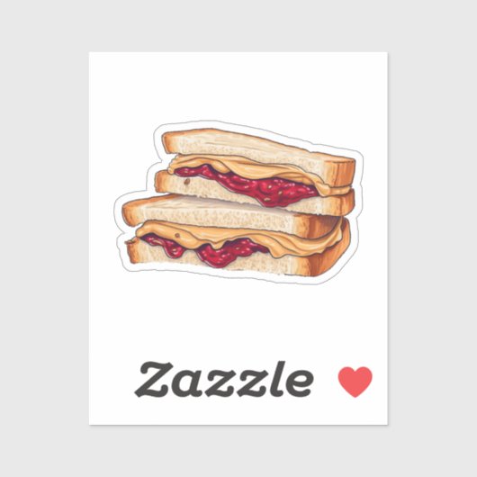 Sticker Cartoon peanut butter and jelly sandwich (Feuille)