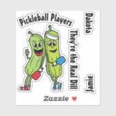 Sticker Cartoon Pickles Pickleball Players Pickleball Team (Feuille)
