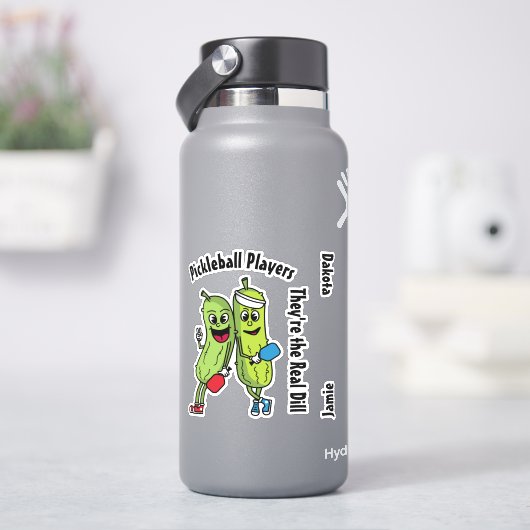 Sticker Cartoon Pickles Pickleball Players Pickleball Team (HydroFlask)