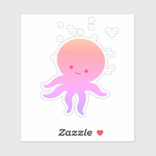 Sticker Cartoon rose Bébé Octopus (Feuille)