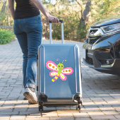 Sticker Cartoon rose et papillon vert (Valise Insitu)