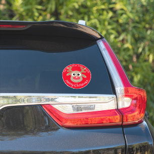 Sticker Cartoon rouge blanc blanc rouge pour rennes de Noë