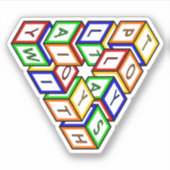 Sticker Cartoon Rouge Bleu Jaune Vert Jouet Blocs Art (Devant)