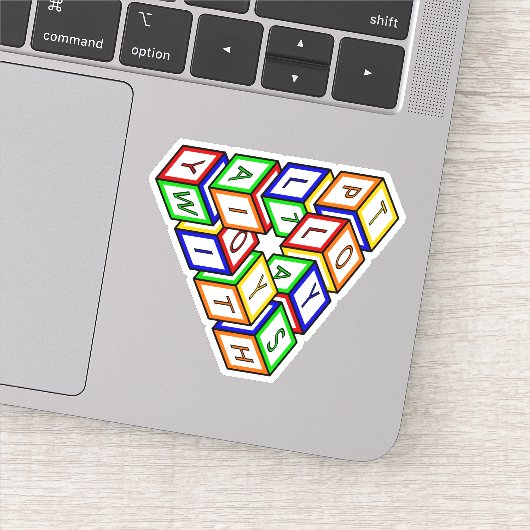 Sticker Cartoon Rouge Bleu Jaune Vert Jouet Blocs Art (Détail)