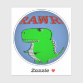Sticker Cartoon T-Rex RAWR mou et en colère (Feuille)