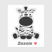Sticker Cartoon zèbre noir blanc (Feuille)
