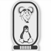 Sticker cartouche hiéroglyphique GNU Linux (Devant)