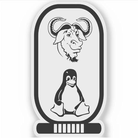 Sticker cartouche hiéroglyphique GNU Linux (Devant)