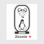 Sticker cartouche hiéroglyphique GNU Linux (Feuille)