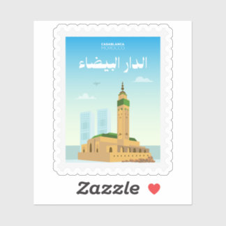 Sticker Casablanca Morocco Postage Stamp Travel