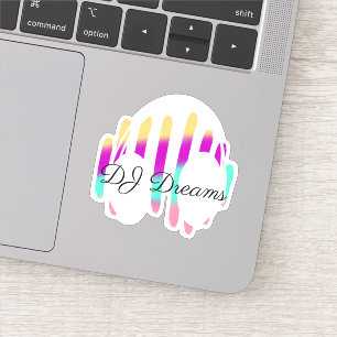 Sticker Casque de DJ Ondes sonores Musique Nom personnalis