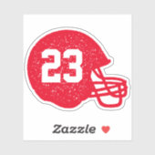 Sticker Casque de football numéro personnalisé rouge vif (Feuille)