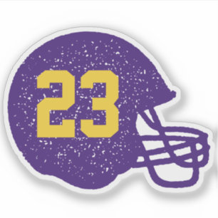 Sticker Casque de football numéro personnalisé violet jaun