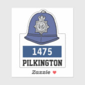 Sticker Casque de l'agent de police britannique avec nom e (Feuille)