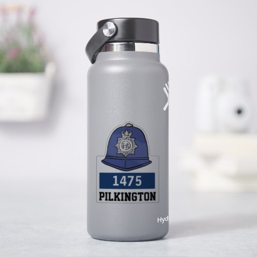 Sticker Casque de l'agent de police britannique avec nom e (HydroFlask)