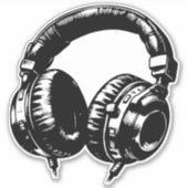 Sticker Casque de musique noire fête d'anniversaire de dan (Devant)