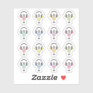 Sticker Casque de Podcast Planificateur de livre audio Mic