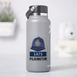Sticker Casque de policier britannique avec nom et numéro