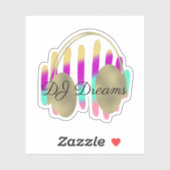 Sticker Casque DJ Ondes Sonores Musique (Feuille)