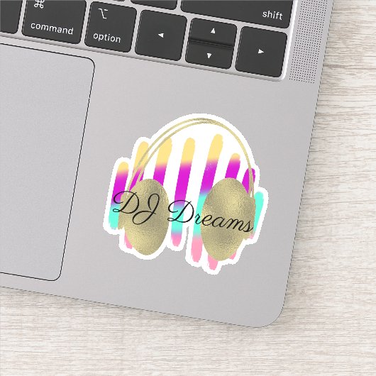 Sticker Casque DJ Ondes Sonores Musique (Détail)