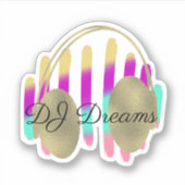 Sticker Casques DJ Sound Waves Musique (Devant)