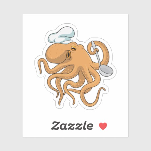 Sticker Casquette chef Octopus Cook (Feuille)