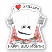Sticker Casquette Chefs et outils barbecue Grille (Devant)