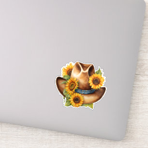 Sticker Casquette de cowboy de tournesol occidental