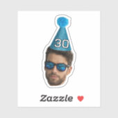 Sticker Casquette de la Fête Photo Visage customisé Annive (Feuille)