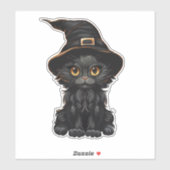 Sticker Casquette Halloween Chat Noir sorcières (Feuille)