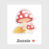 Sticker Casquette rouge Toadstool Champignons avec Feuille (Feuille)