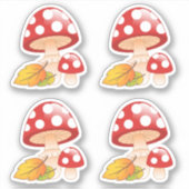 Sticker Casquette rouge Toadstool Champignons avec Feuille (Devant)