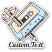 Sticker Cassette audio avec crayon (Devant)