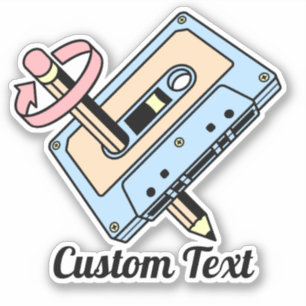 Sticker Cassette audio avec crayon