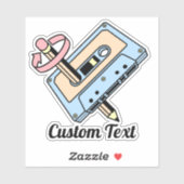 Sticker Cassette audio avec crayon (Feuille)
